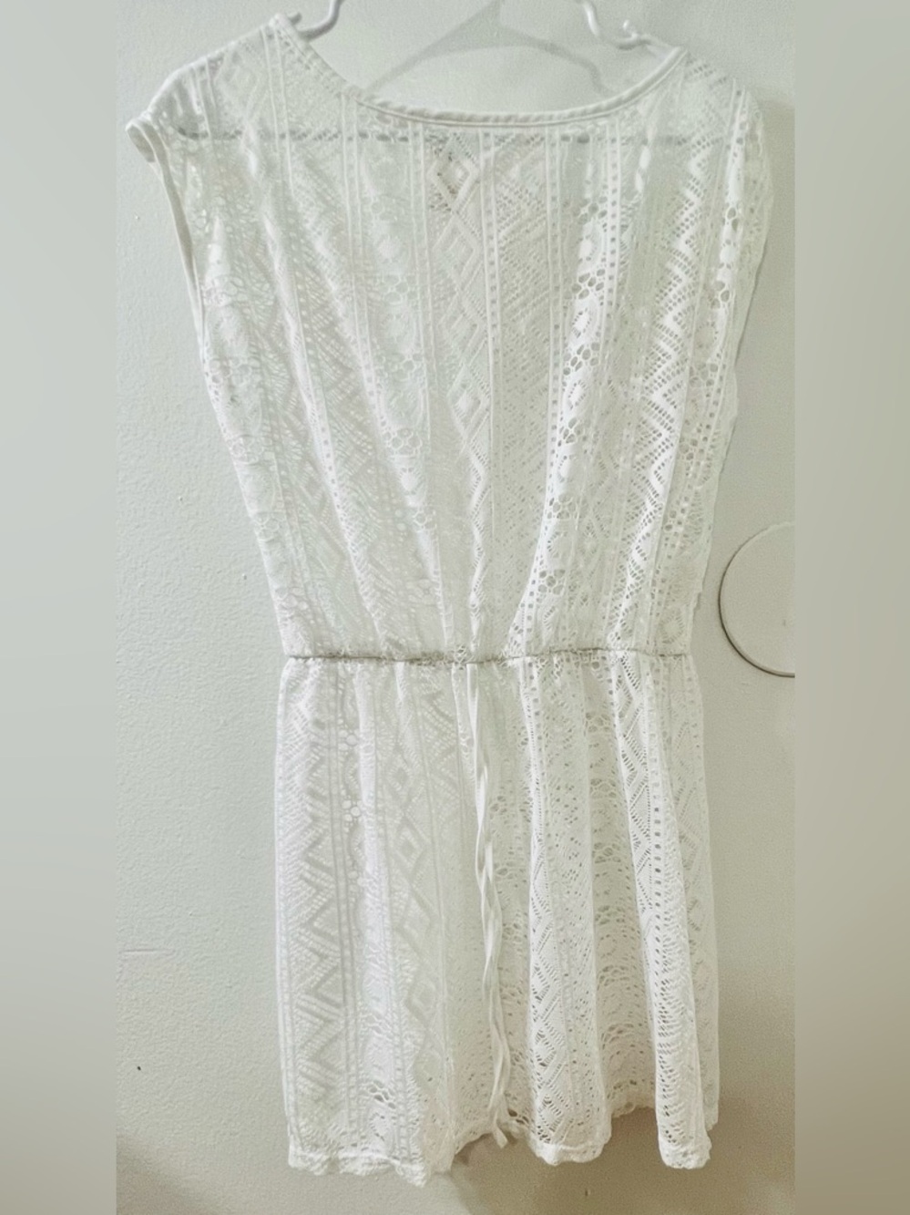 Delicate White Lace Swimsuit Cover Up with Elastic Waist